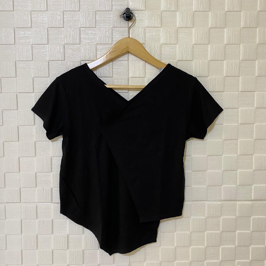 atasan vneck sambung lengan pendek wanita/kaos wanita/atasan terbaru/kaos vneck /kaos polos shabhira-6