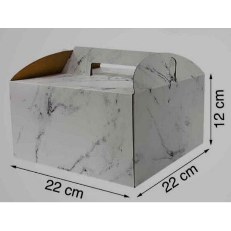 

kardus cake gabel box marbel white 22x22x12