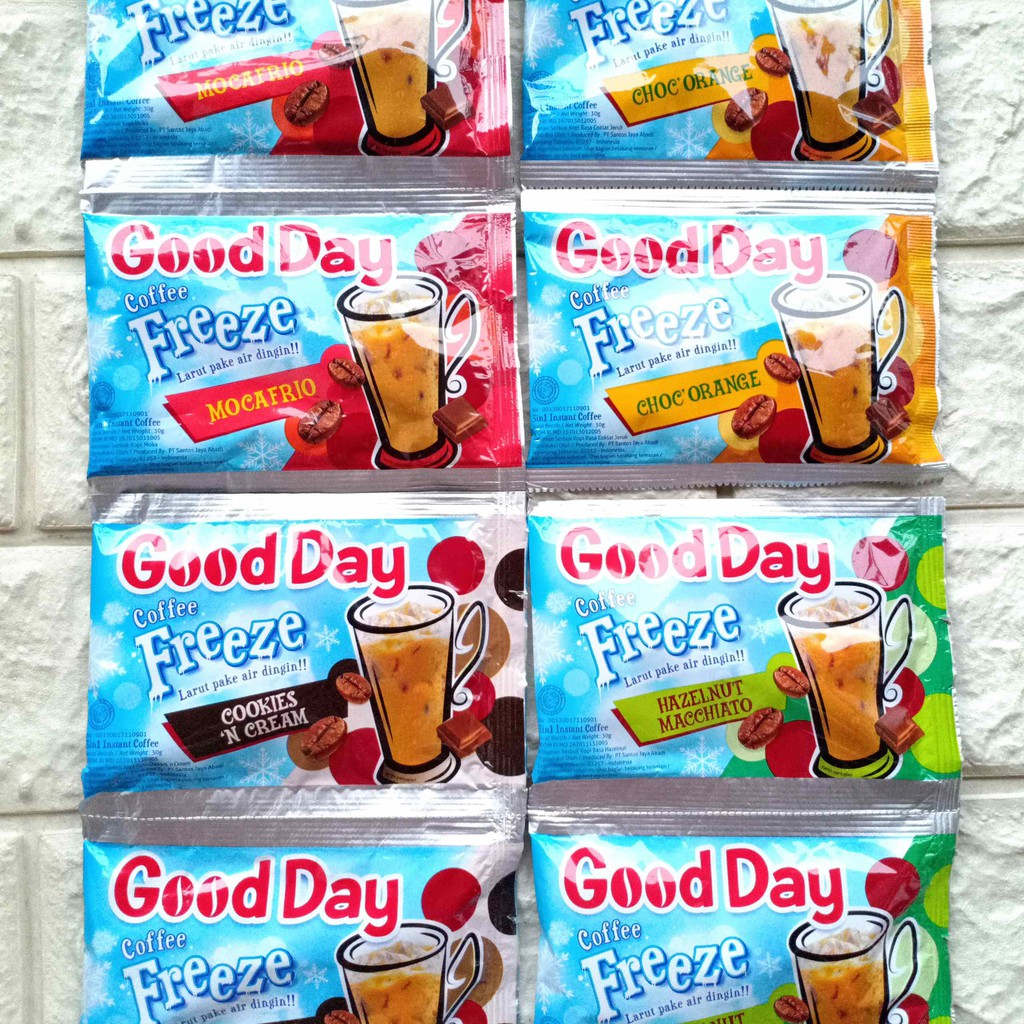 Good Day 3in1 Coffee Freeze Duet Kopi Susu Sachet Minuman Instan Instant Vanilla Latte Coolin Chococinno Mocacinno Carrebian Nut