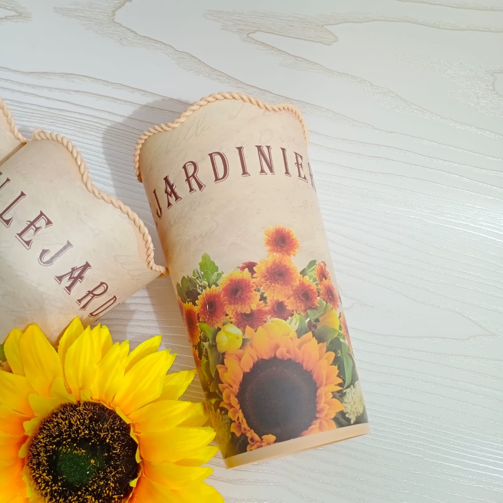 Flowery Bee - Vas Bunga Plastik Belle Jardine Matahari Pot Bunga Plastik Tinggi Belle Jardine Motif 