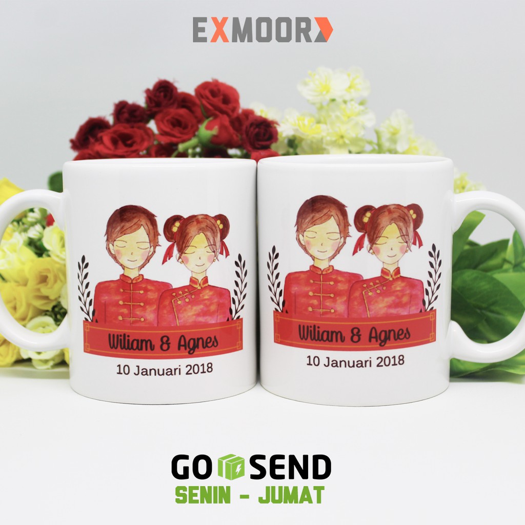 Mug Couple Chinese Wedding untuk Kado Pernikahan