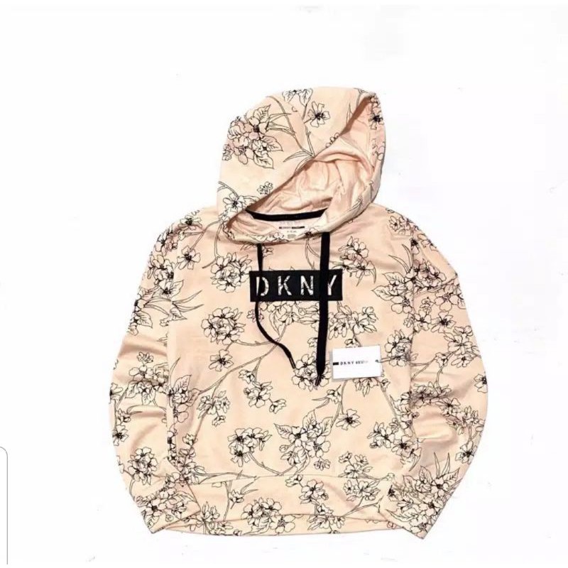 Branded Original DKNY Sweater Outerwear Jacket Peach Flower Hoodie (Sisa Export)