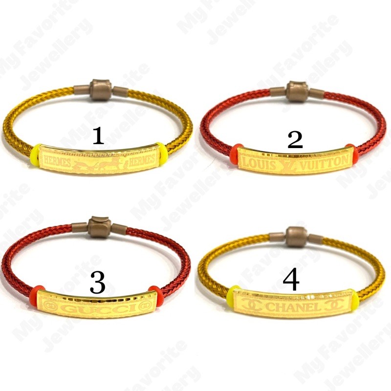 TERBARU Gelang Tali Set Liontin Emas Asli Kadar 700 Model Papan Motif