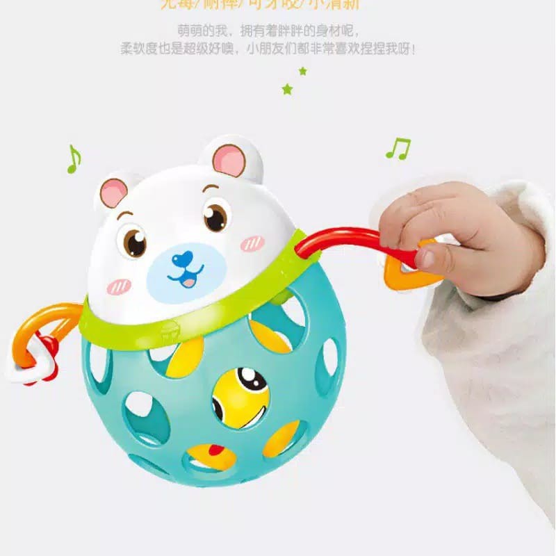 [BIG SALE] Mainan Kerincingan Genggam Bola Rattle Teether Genggam animal Toys Rattle anjing, kodok, harimau