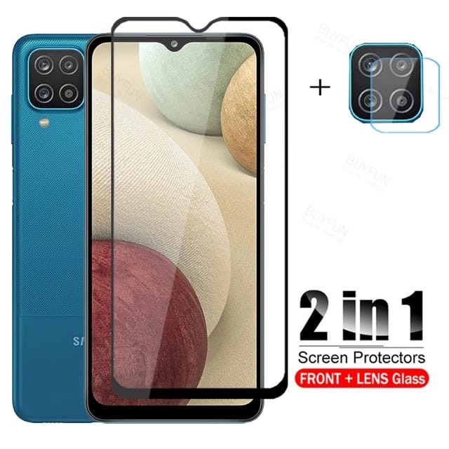 SAMSUNG A12 / M12 TEMPERED GLASS 2IN1 FULL LAYAR &amp; KAMERA