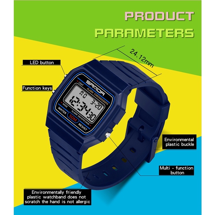 SANDA 391 Jam Tangan Wanita Digital Tali Rubber Shockproof Anti Air WATCHKITE WKOS