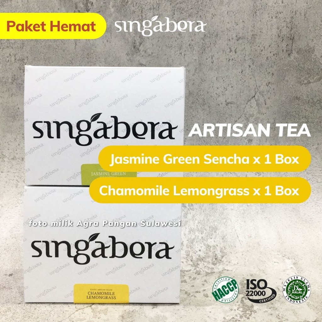 

Jasmine Green Tea Sencha Chamomile Lemongrass Singabera | Teh Hijau Melati Tisane Artisan Bundle