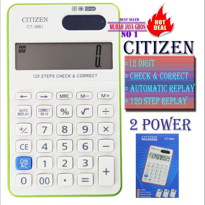 

Kalkulator Meja - Kalkulator Ilmiah - Kalkulator Citizen Citizen Ct-368J Calculator 12 Digit