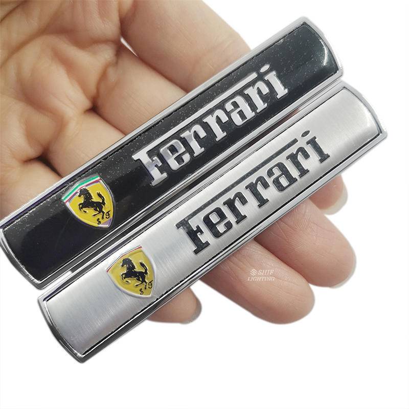 2pcs Stiker Emblem Logo Ferrari Metal Untuk Fender Samping Mobil Ferrari