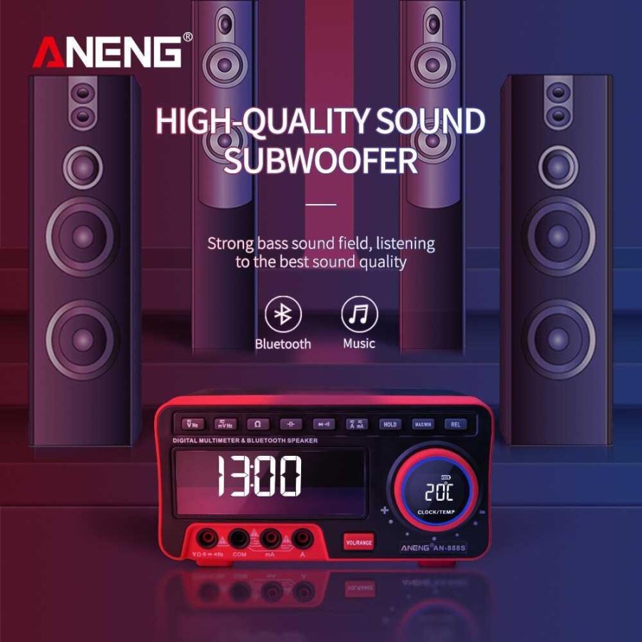 ANENG Digital Multimeter Voltage Tester Bench Bluetooth Speaker AN888S - Black