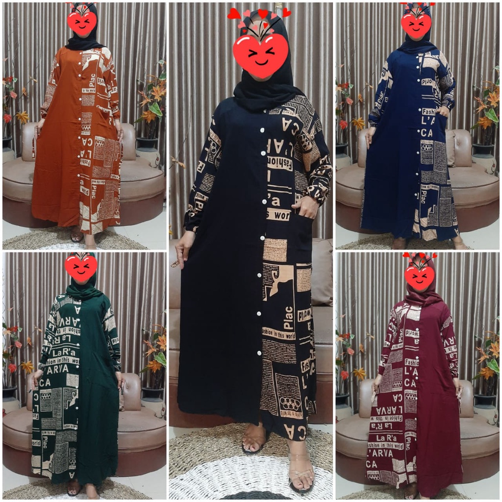 SELLA LONG DRESS ANDIN TERBARU GAMIS ANDIN KEKINIAN LONGDRESS FULL KANCING MOTIF TERBARU