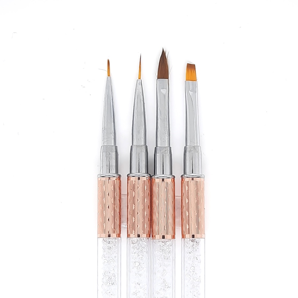 Brush Set Crystal putih rose gold tutup