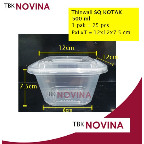 [ECER ]Thinwall 350ml / 500ml / 750 SQUARE KOTAK KECIL food container box tempat makan plastik rectangle