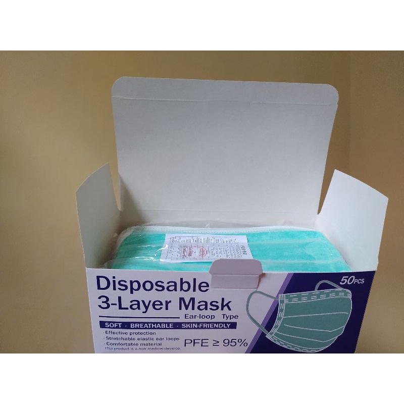 Masker Earloop 3ply Hijau Disposable Face Mask Non Hijab isi 50 Green Edition