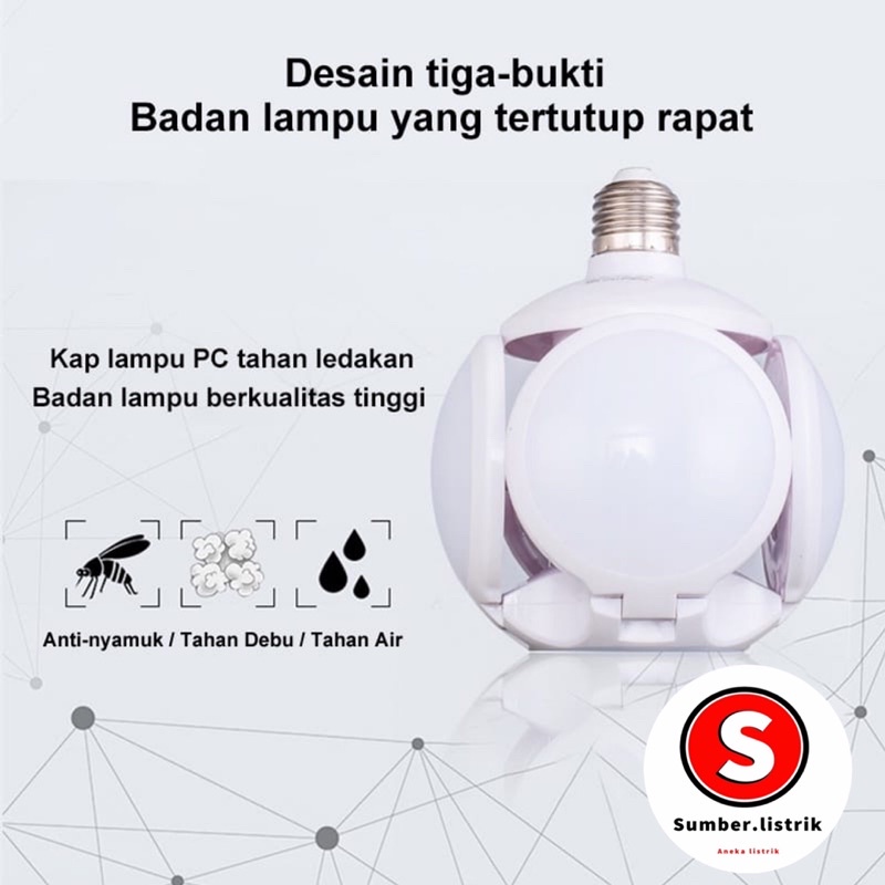 LAMPU BOHLAM LIPAT MODEL BOLA 28WATT / LAMPU FOOT BALL UFO LED 28 WATT