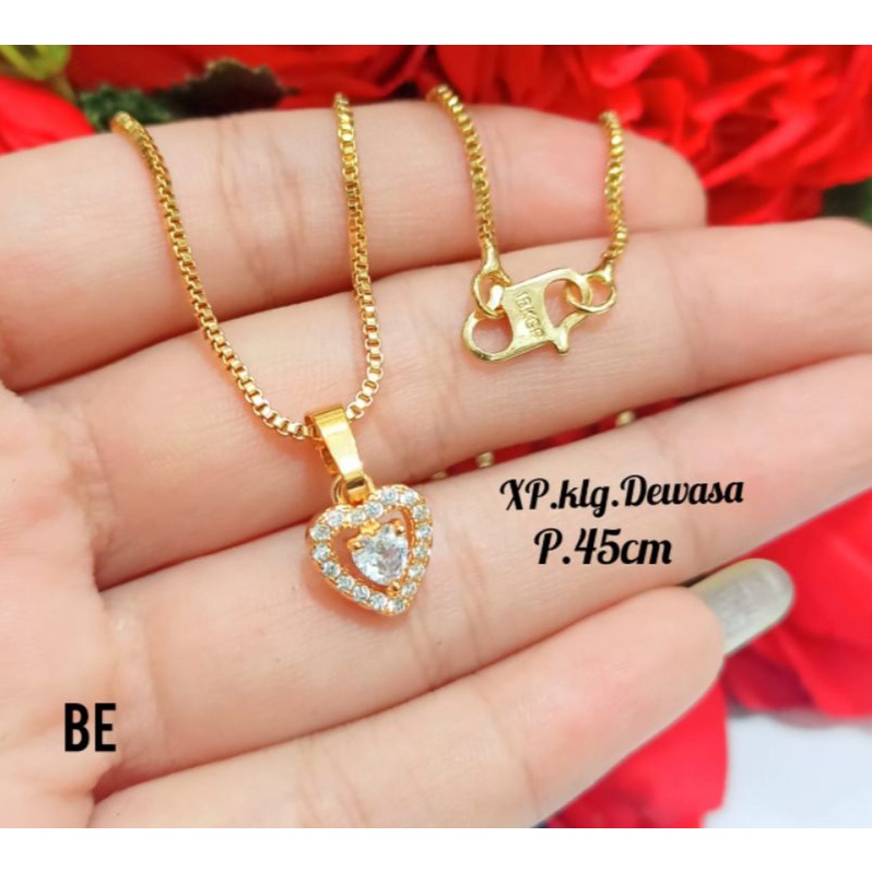 Kalung Wanita Dewasa Permata Love Gold Simple