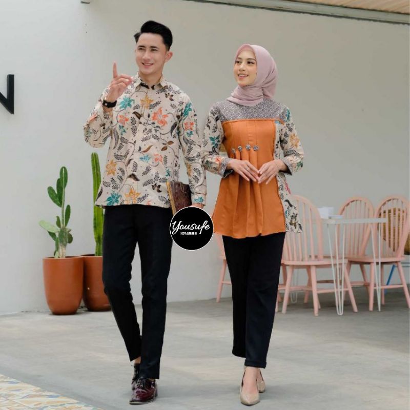 Couple Batik Pekalongan Halus Blouse Kemeja Batik Kantor Kerja Nyaman Halus