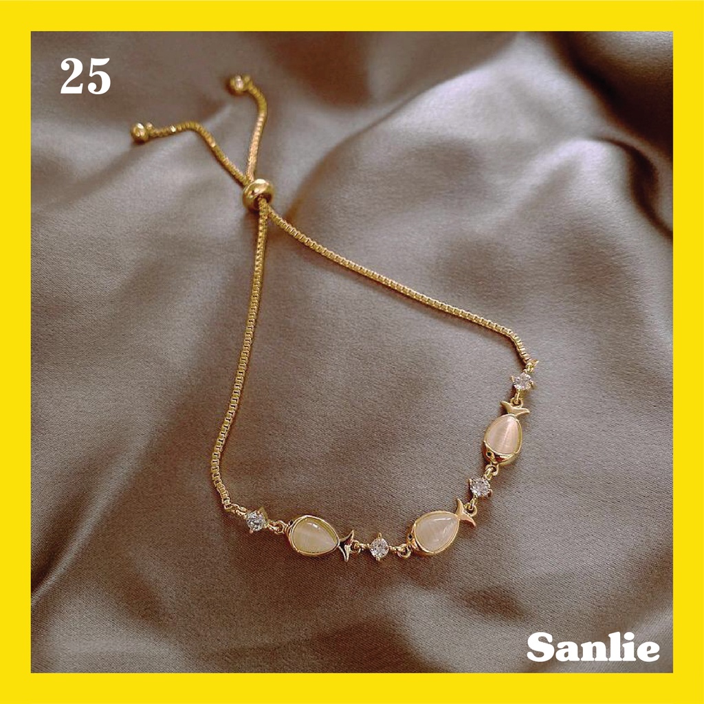 Sanlie Gelang Titanium Wanita Korea  Gelang Fashion Murah Model Mutiara 25