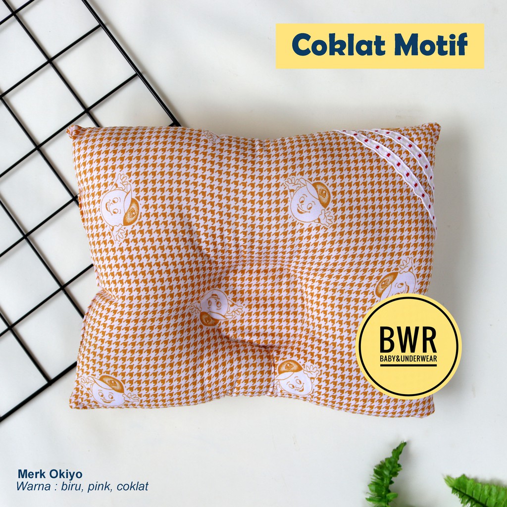 Bantal Peyang Bayi OKIYO Kotak Kotak | Kado Bayi Perlengkapan Tidur Bayi - Bwr IX