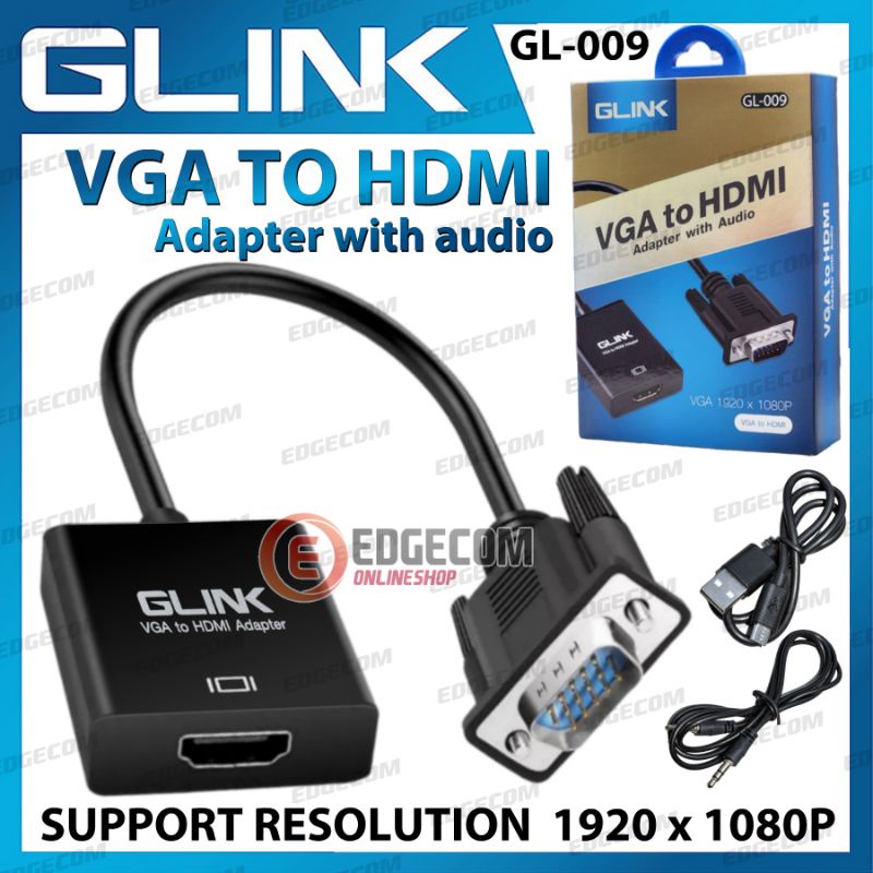 GLINK VGA to HDMI Adapter with Audio Converter 1080P GL-009