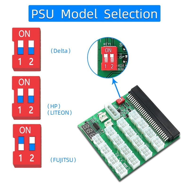 Papan Power Supply GPU / PSU Ethereum ETH BTC Mining 12V 16x6 Pin