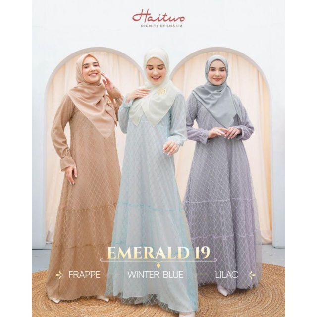 Gamis Haitwo Terbaru Set Hijab Emerald 19 Frapee Whiterblue Lilac Terbaru 2022 Emerald 19