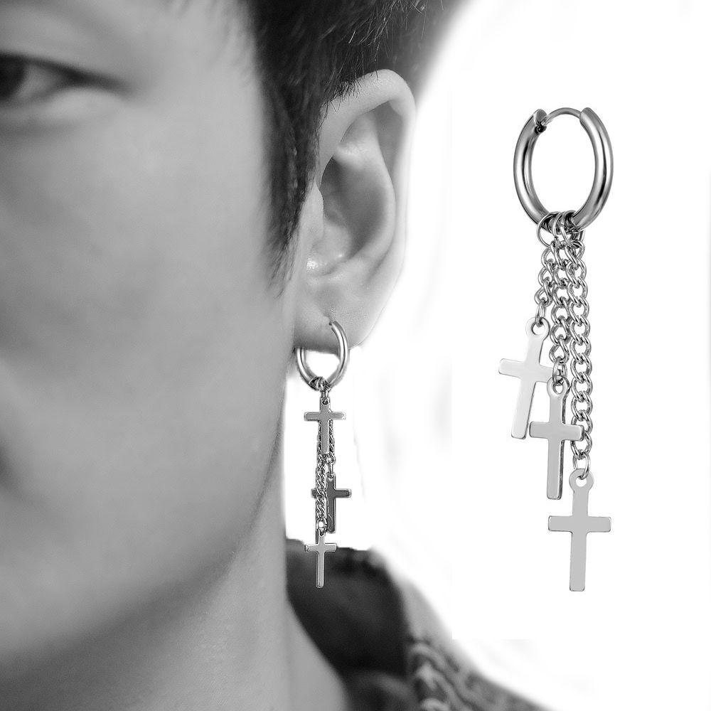 Mxbeauty Anting Wanita Elegnat Trendi Rumbai Untuk Pria Temperamen Baja Titanium Korea Anting Hoop