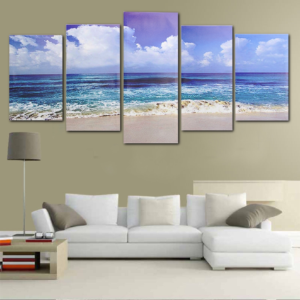 Gambar Pemandangan Pantai Biru Bahan Kanvas Untuk Dekorasi Rumah