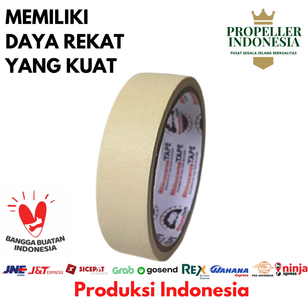 Lakban Kertas Masking Tape RHINOCEROS Tape Putih 24mm x 10m