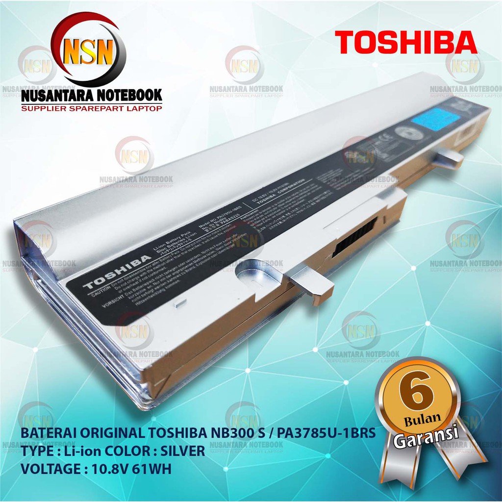 Baterai Original Toshiba NB300 S NB305 / PA3785U-1BRS SILVER 61WH