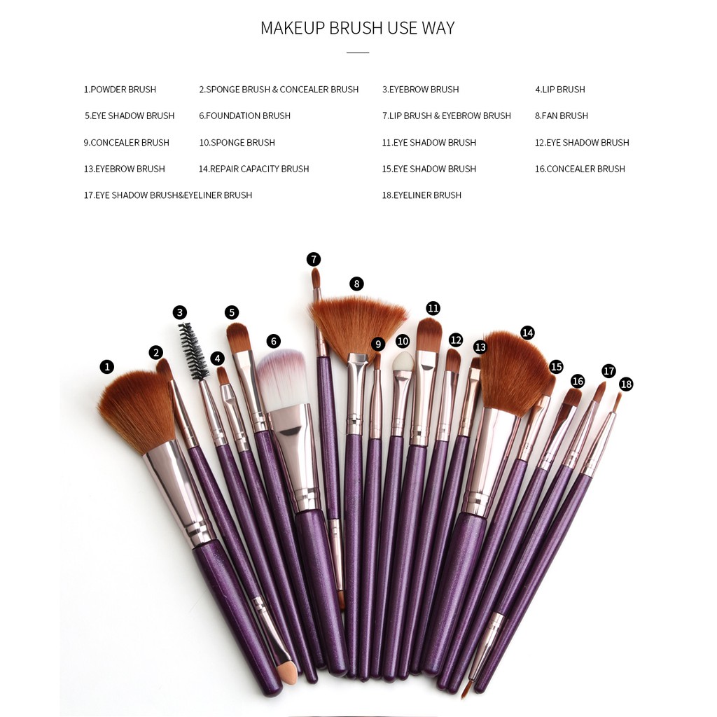 MAANGE 18Pcs Kuas Make Up Set Kuas Masker set Brush Kosmetik Rias isi 5445