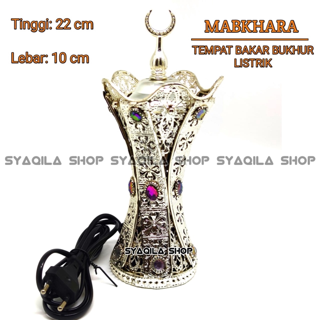 Mabkhara Tempat Bakar Buhur Listrik Prapen Dupa Bukhur Incense Burner SILVER