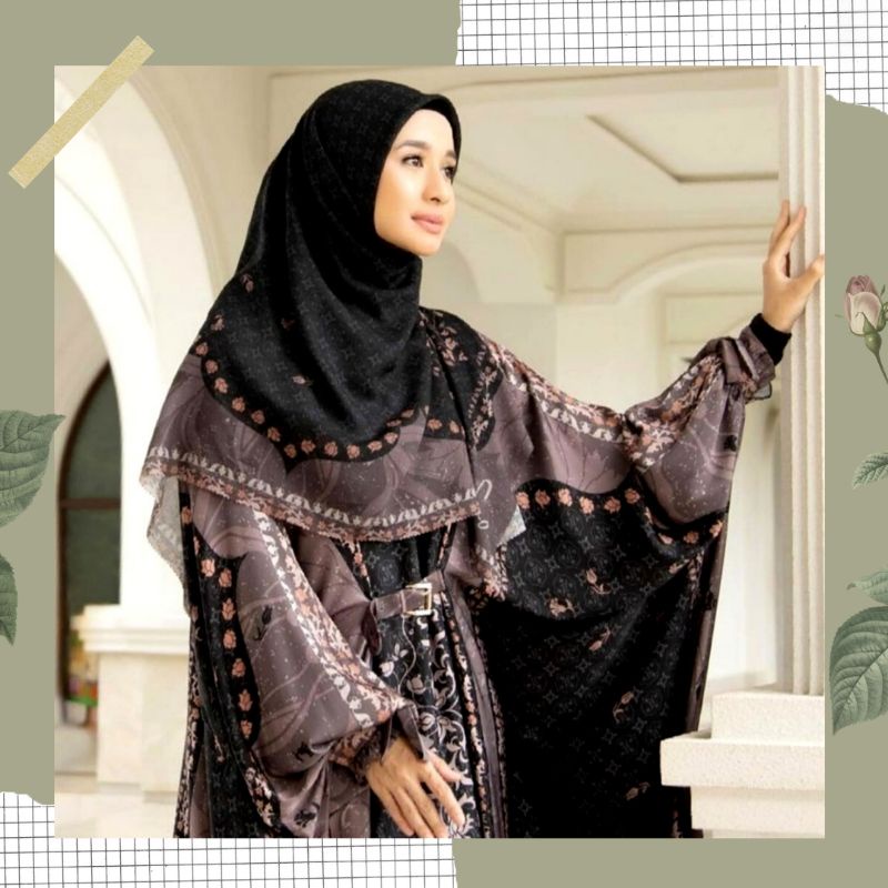 NEW JILBAB HIJAB VOAL MOTIF SYAR'I 130X130 PREMIUM SQUARE LASERCUT KERUDUNG SEGI EMPAT-LAUDIA HITAM 2
