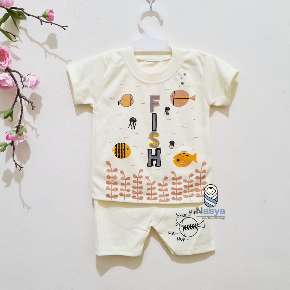 [J-009] Setelan Baju Bayi Pendek / Pakaian Laki Murah Newborn (0-6 bulan)