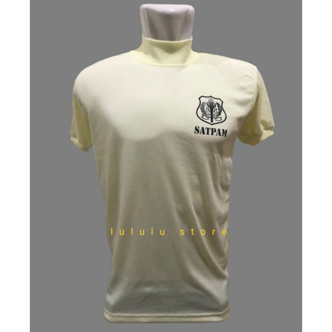 Kaos Satpam Security Kerah Tinggi Terbaru Murah Warna Krem Cream