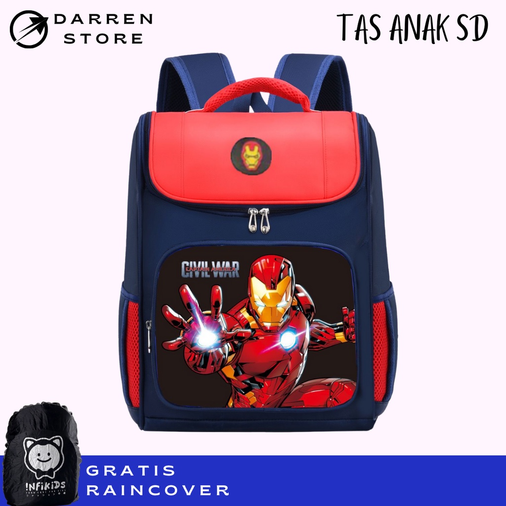 Tas Sekolah Anak SD Karakter Superhero FIBER DSTR-1002 Ukuran SD Ransel Anak