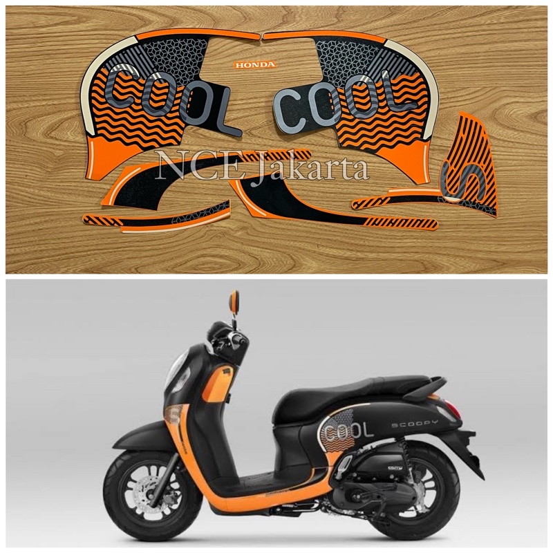 STIKER STRIPING MOTOR SCOOPY 2022 HITAM ORANGE FASHION BLACK