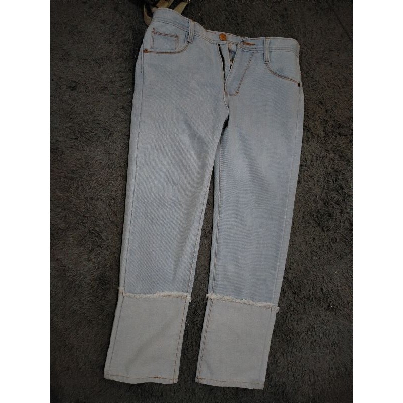 Celana jeans wanita Boyfriend loose rampal Pull&Bear