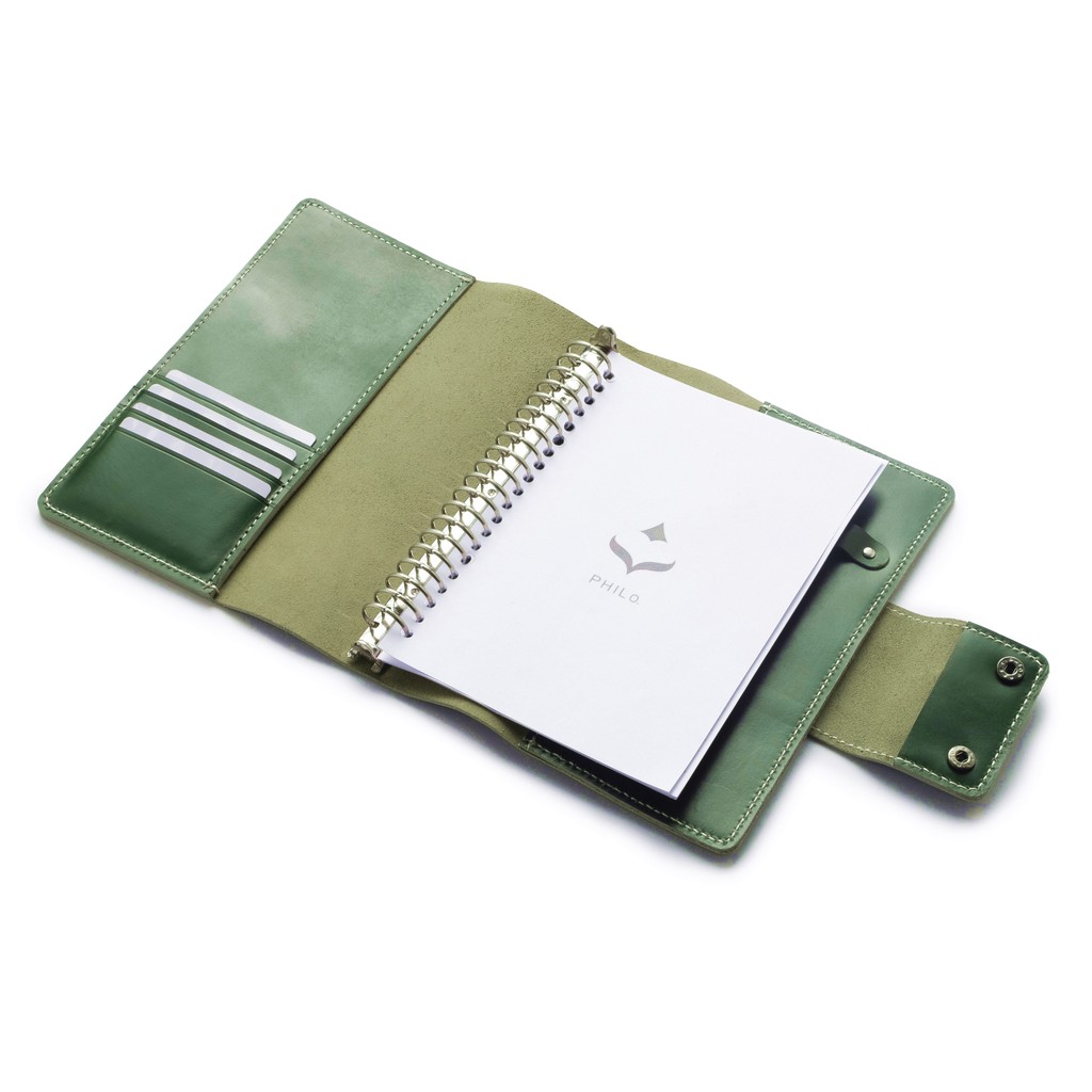 binder kulit asli A5 agenda ring loose leaf warna hijau - PHBD1010