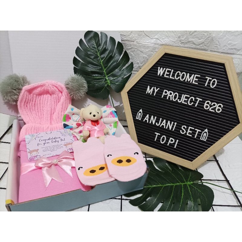 ANJANI SET | BABY HAMPERS BAYI GIFT KADO SET | PAKET LAHIRAN BAYI LAKI - LAKI PEREMPUAN UNISEX-Kupluk Pink