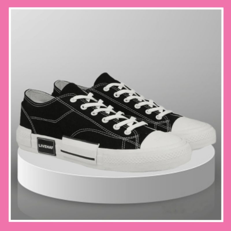Sepatu Sneakers Casual Pria Livehaf Dallas Vulcan Color Black White Size 43