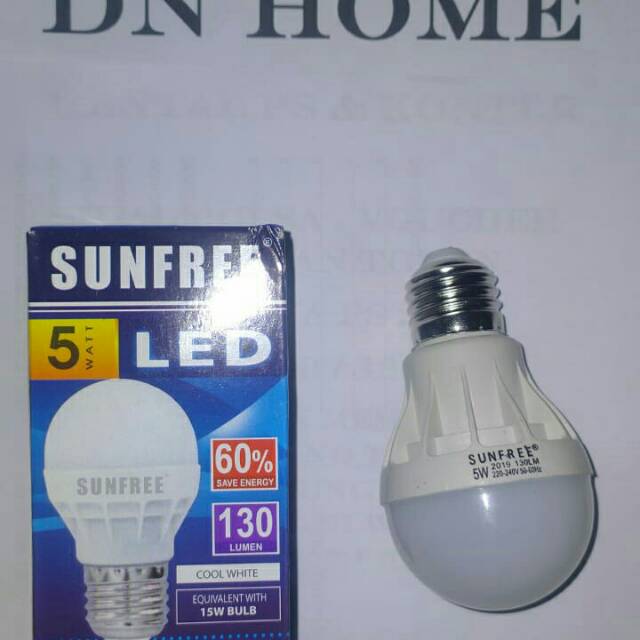 Sunfree lampu bohlam led bulb cool white 5watt