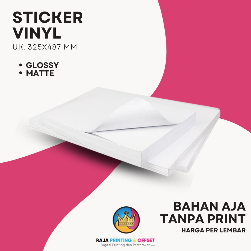 

STICKER STIKER A3+ BAHAN VINYL GLOSSY MATTE Uk. 325x487 mm TANPA PRINT