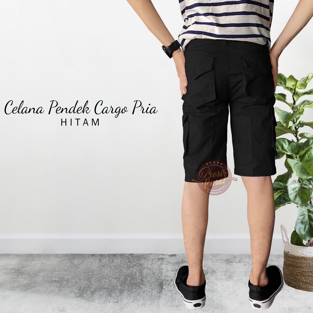 Celana Pendek Kargo Hitam 27 - 38