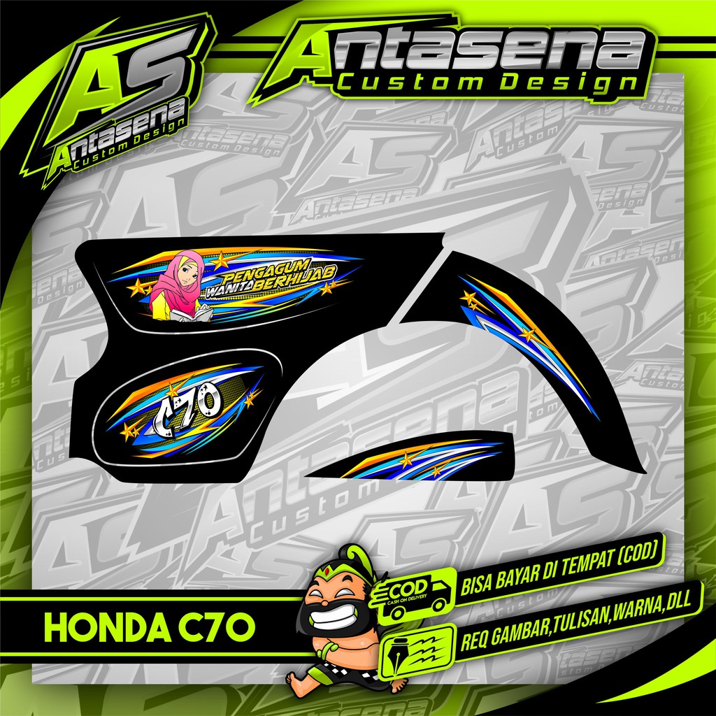 Striping C70 Racing Herex Stiker Motor Variasi Honda C70/Ulung/Olong Sticker Decal Custom 5