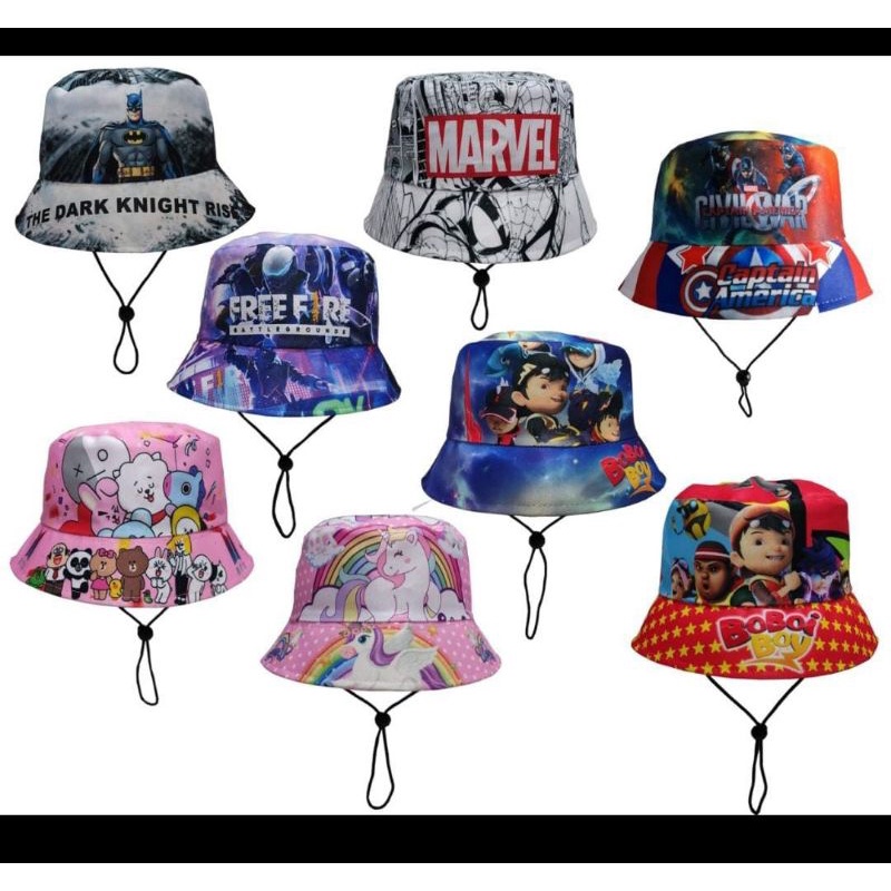 0Topi Bucket Anak Motif Bucket Hat Anak MURAH cewe cowo topi bucket