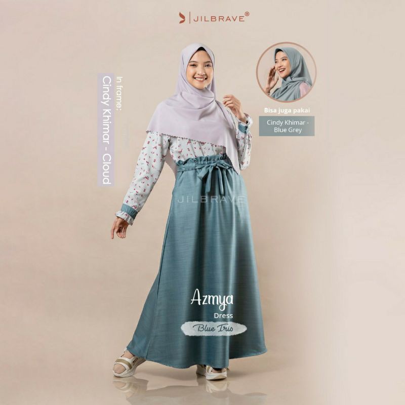 Jilbrave Official New Azmya Dress Blue Iris