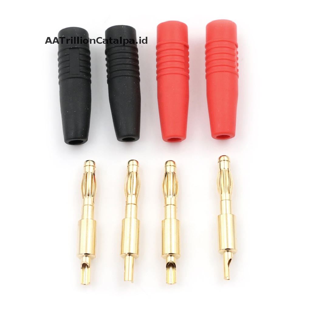 4 Pcs Konektor Solder Banana Plug Male 4mm Bahan Tembaga Lapis Emas