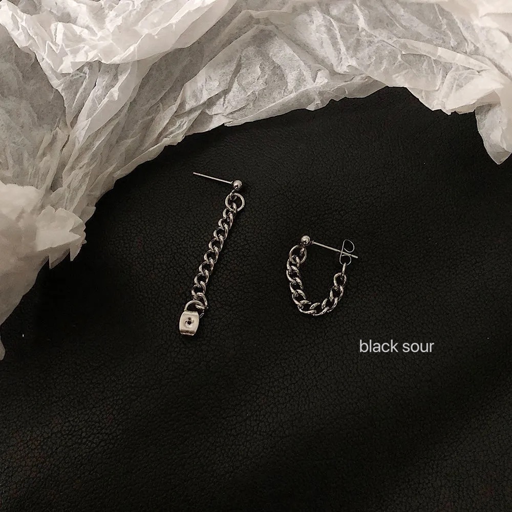Anting Rumbai Rantai Korea Anting Tusuk Hip Hop Silver Untuk Unisex