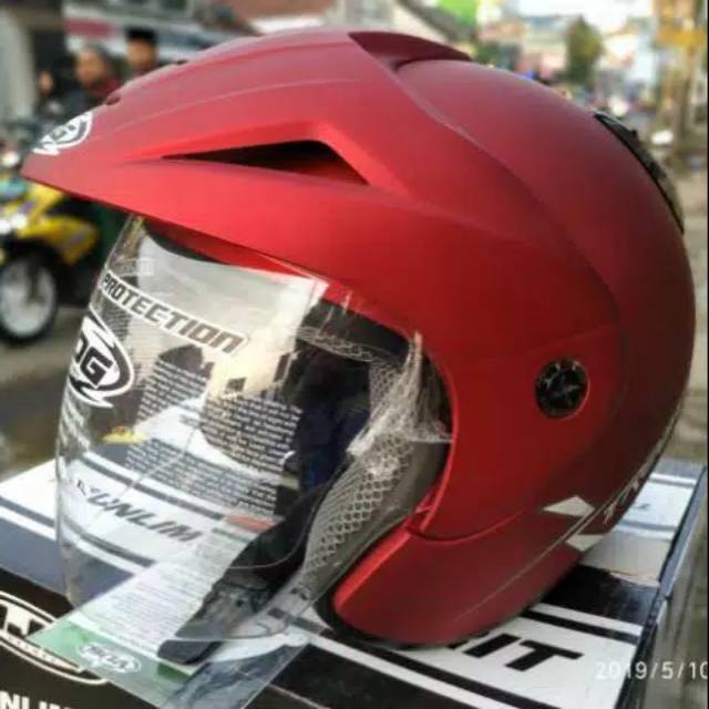 HELM VOG EXTREM SOLID MERAH MAROON DOFF